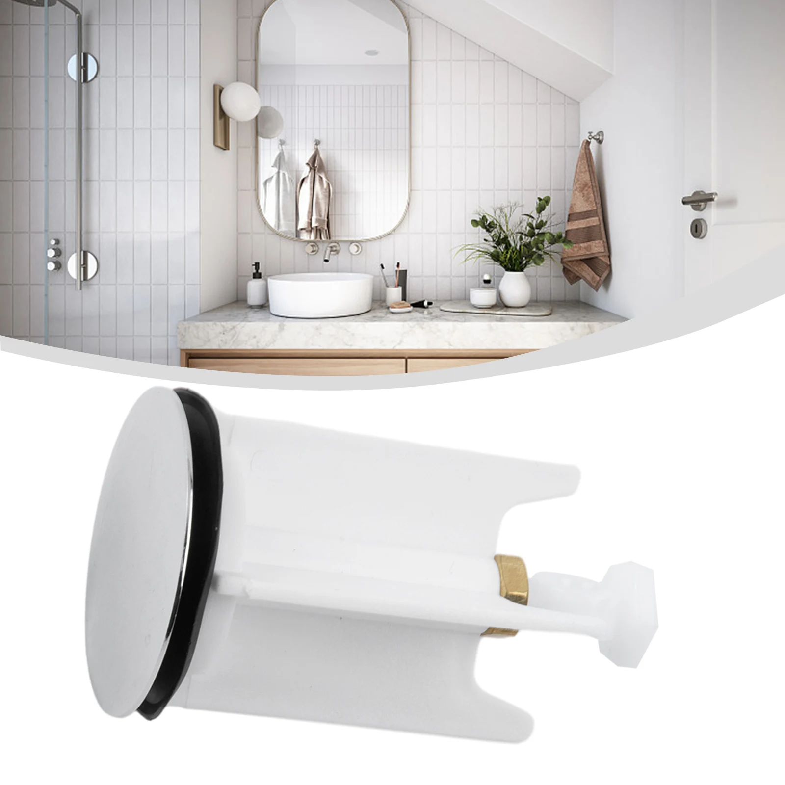 

40mm Plug-in Washbasin Plastic Plug 4 Guides Plate Brass Head Rustproof Easy Clean For Kitchen Bathroom Washbasin Hardwares