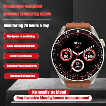 Blood Glucose Watch Heart Rate Blood Pressure Blood Oxygen Temperature Monitoring Health Sports Waterproof Non-Invasive Glucose