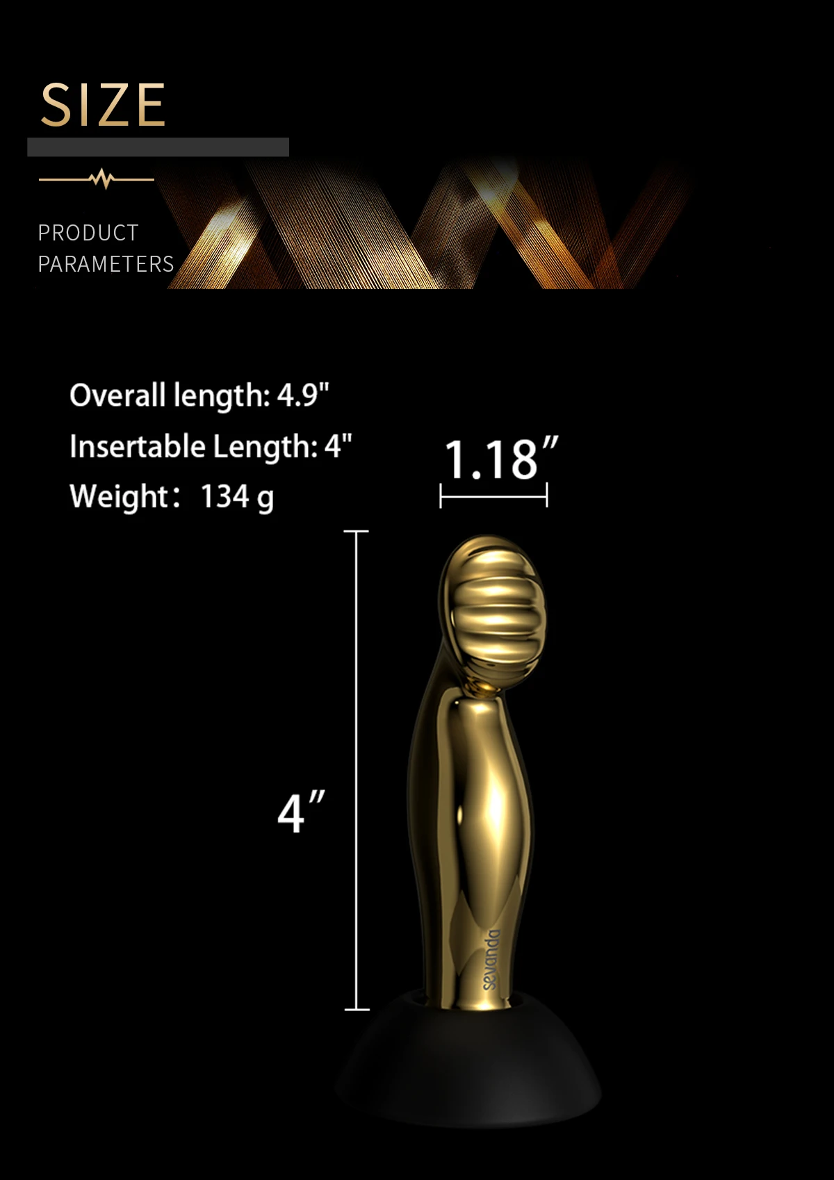 Plug Anal Vibratório Dourado Buttplug Massager