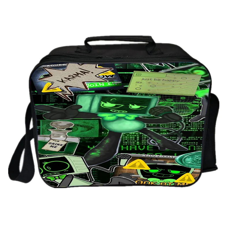 Kids Cartoon 3D Print Lunch Bag Dandys World Fashion Square Insulat Bag Student Food Picnic Bag Student Perform Show Makeup Bag 3