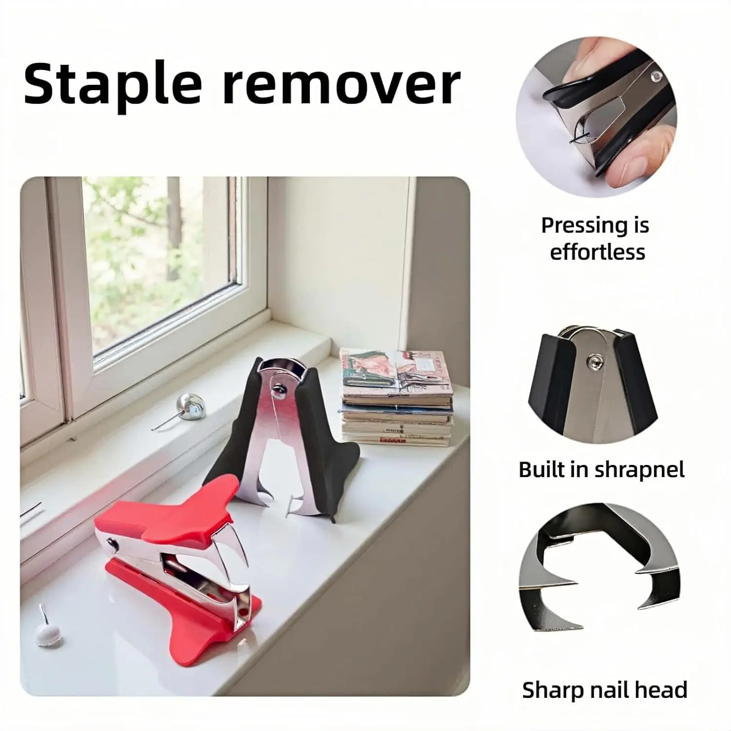 Compact Heavy-Duty Iron Stapler & Staple Remover - Ergonomic Black Handle Office Stapling Tool for Home & Professional Use - 6