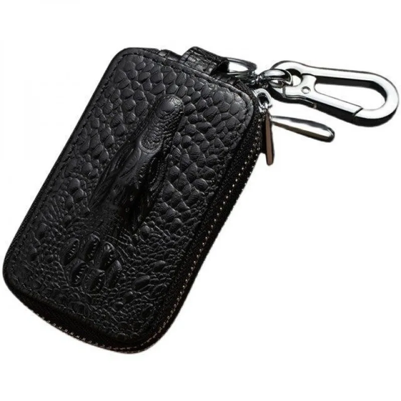 Premium Leather Key Holder and Organizer Pouch with Zipper Closure