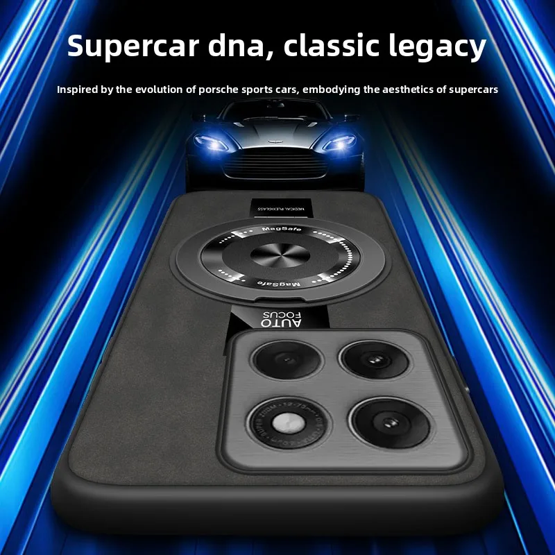 Wireless Charging Magnetic Ring Holder Case with Soft PU Leather Shockproof Cover