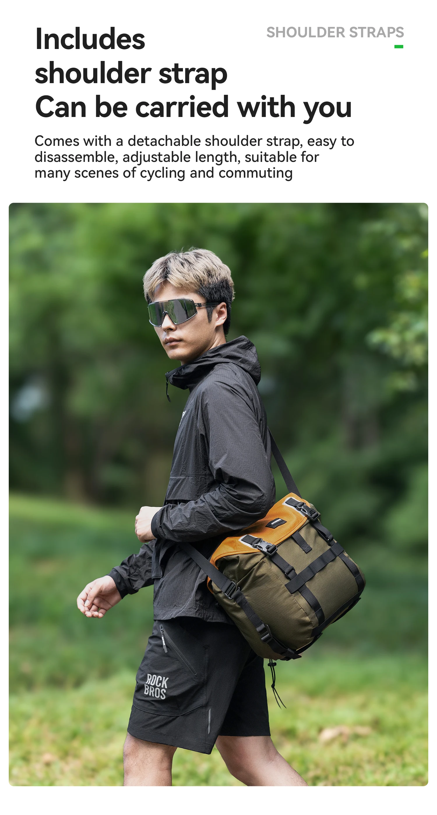 ROCKBROS Bike Front Bag 24L Large Capacity Expandable Handlebar Bag Portable Waterproof Shoulder Bag Fits various scenarios Bag
