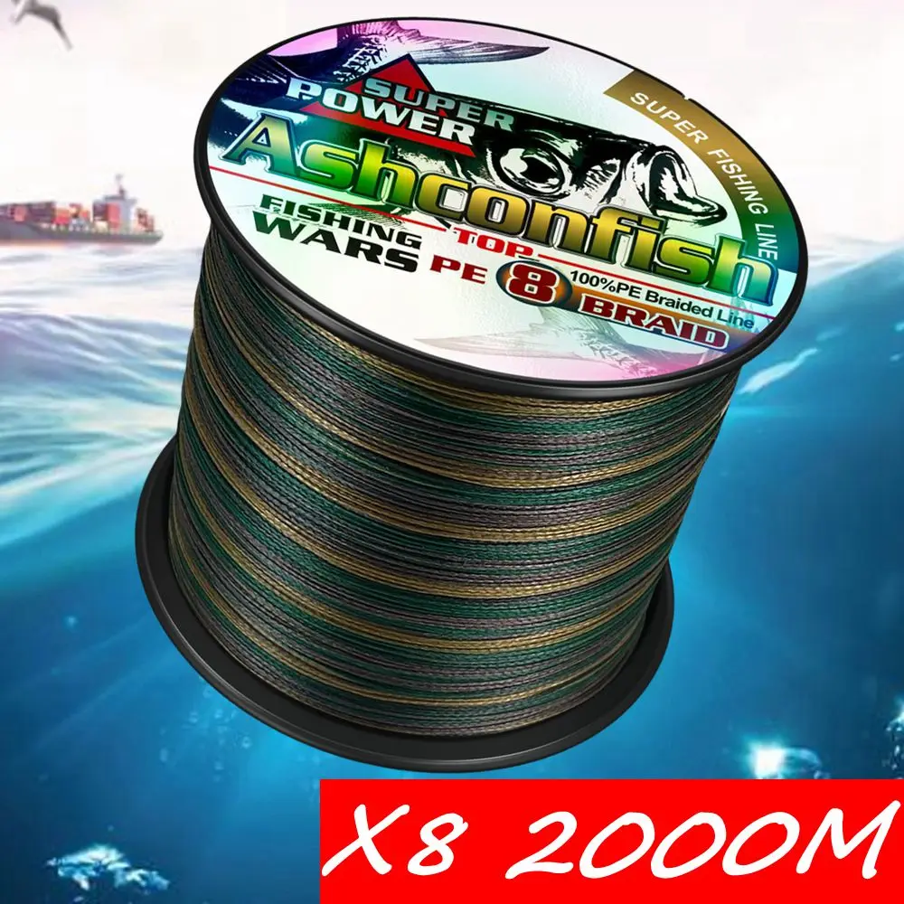 Ashconfish 2000M 8 Strands Braided Fishing Line 8 thread cord fishing rope Braid PE Multifilament Fishing Line Winter 6-300LB fishing line