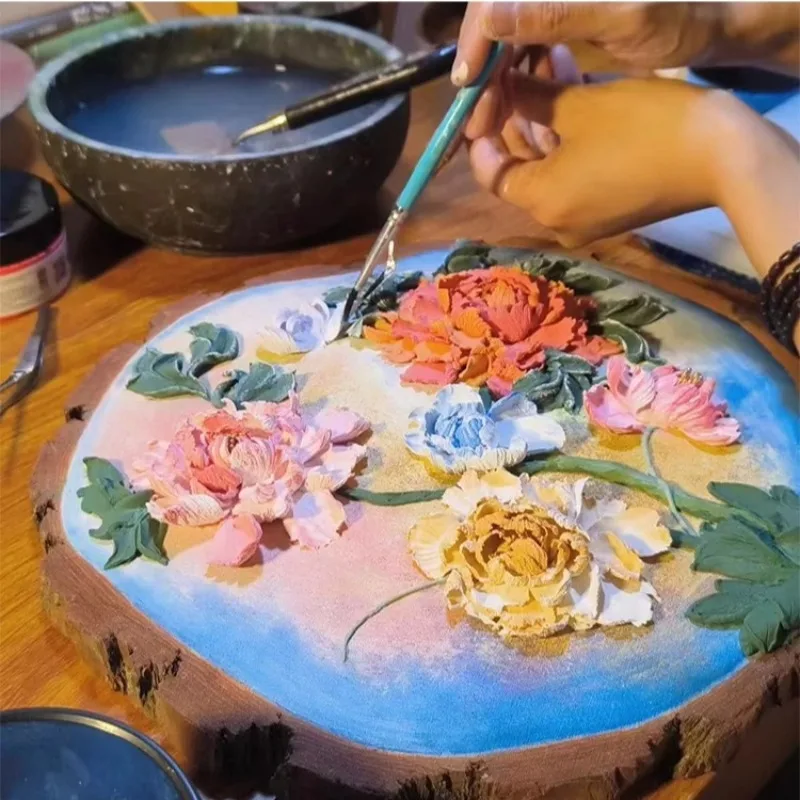 450g 러시아 스크레이퍼 그림 조각 페이스트 DIY 예술적 질감 그림 쉐이핑 페이스트 손으로 만든 릴리프 그림 재료
