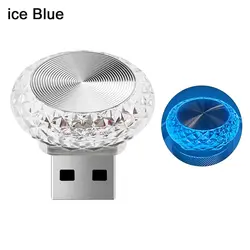 Vibrant USB LED Ambient Car Atmosphere Light - Portable Plug & Play Interior Decor Lamp (Ice blue)