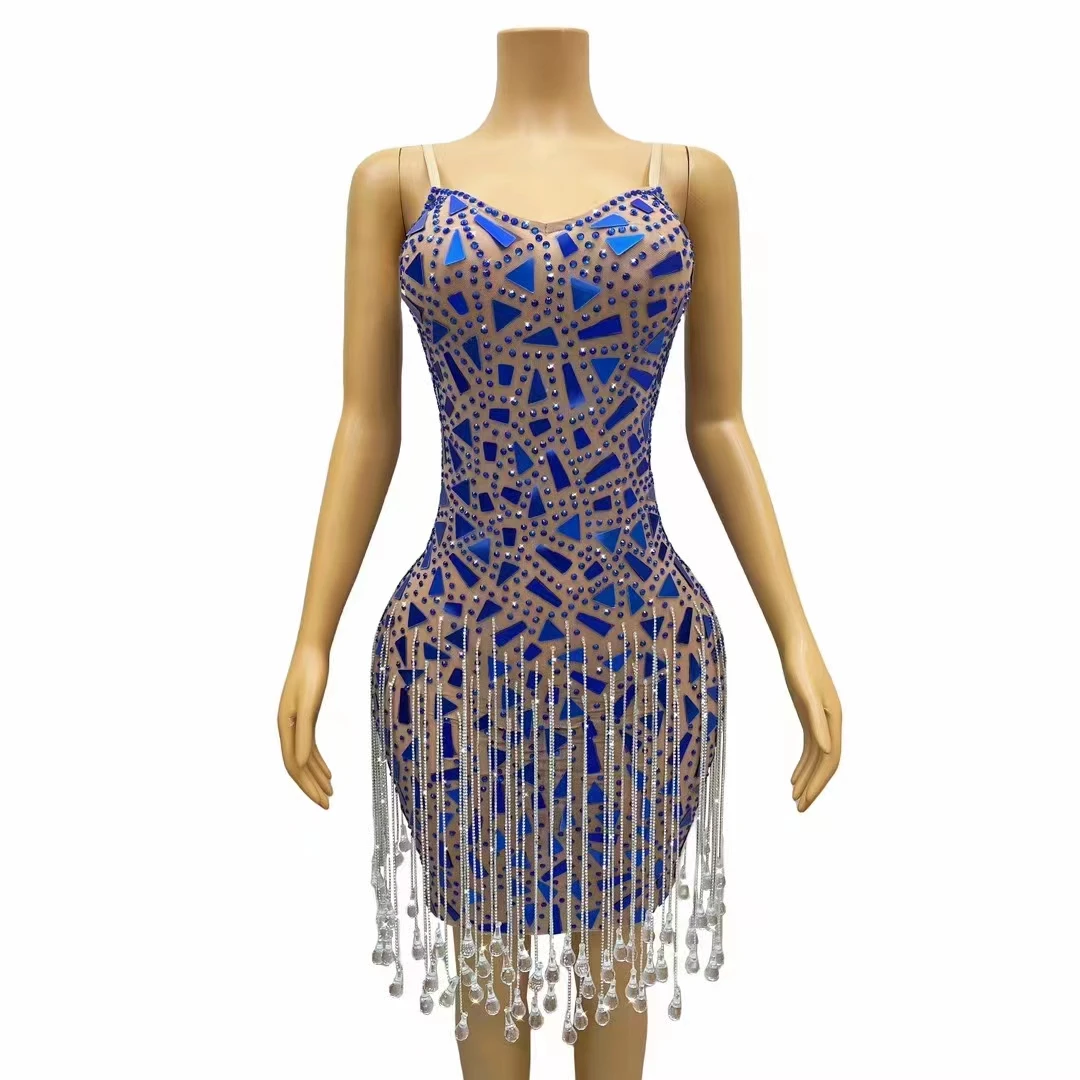 

Dress Pendant Rhinestone Long Pearl Sequins Celebration Banquet Stage Birthday Party Fashionable And Sexy Performance Clothing