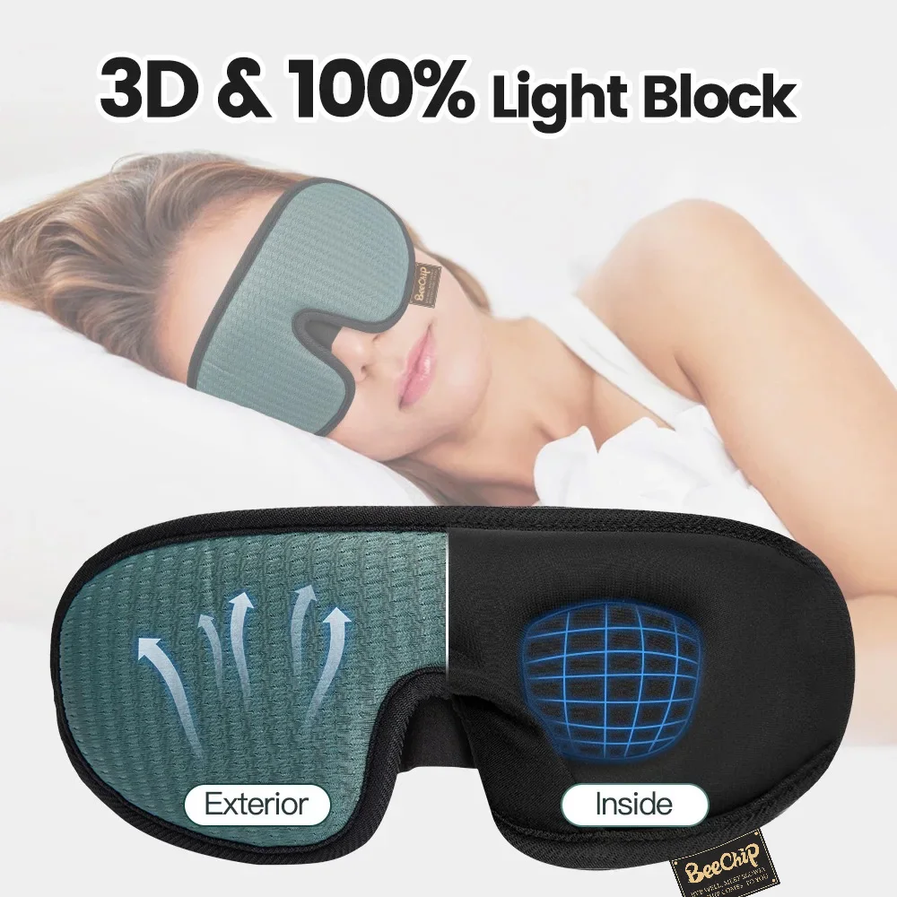 3D Eye Mask Green Breathable Shading Sleeping Hot Sales Eye Mask Adjustable Strap Sleep Mask Padded Travel Rest 5