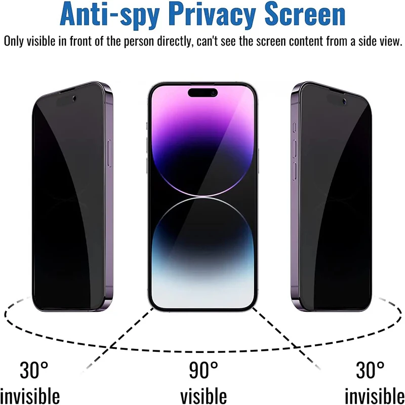 3-Pack Anti-Spy Privacy Screen Protector - Premium Full Coverage Tempered Glass