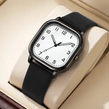Fashion Square Men Waterproof Watches Simple Luminous Quartz Wristwatches