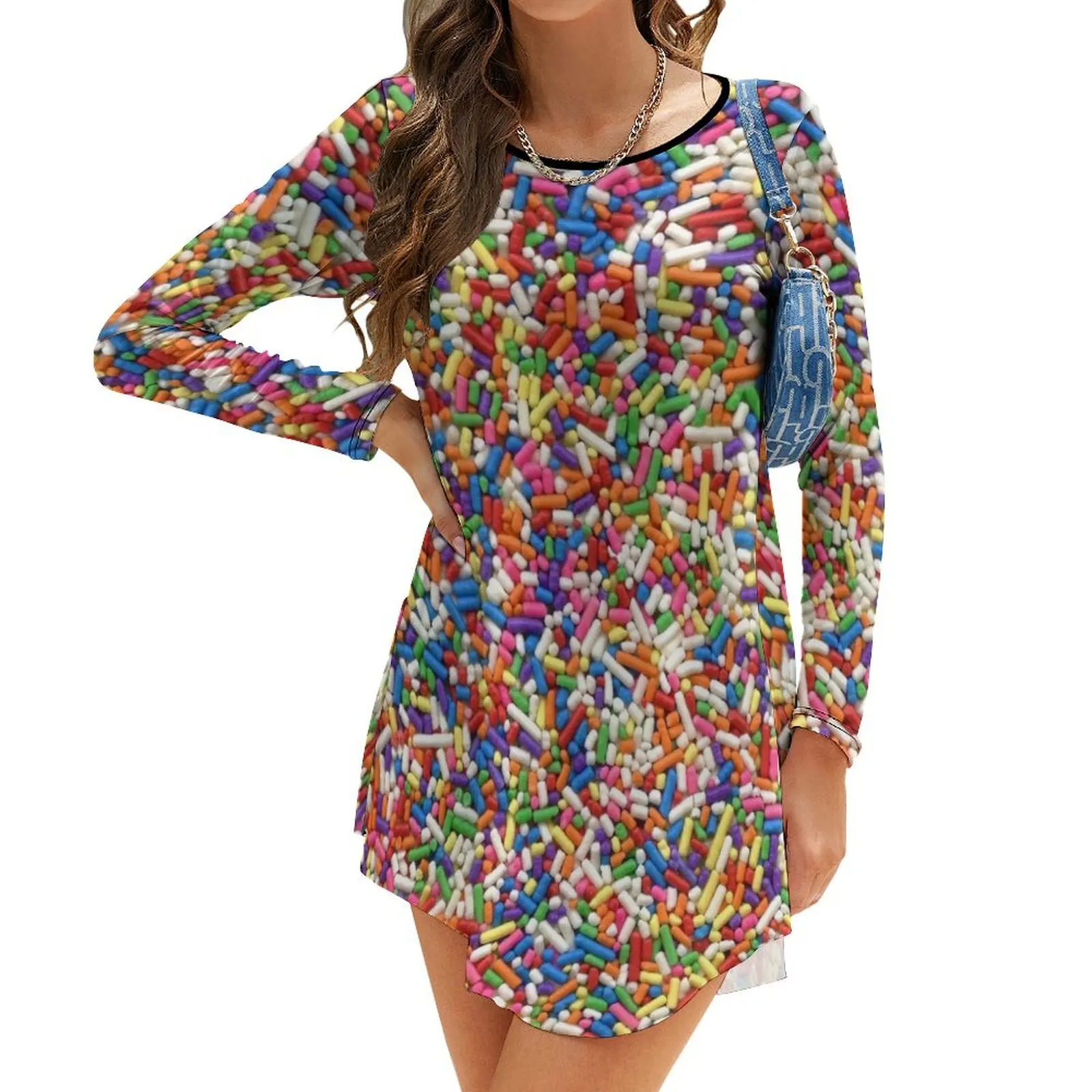 

Rainbow Sprinkles Long-Sleeve Dress Clothing women's clothing trend 2024 beach dresses Long dress woman