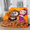 Hot Cartoon Printed Blanket Picnic Blankets Warm Blanket Soft and Comfortable Blanket Home Travel Lovely M-MashaS Bear Birthday 3