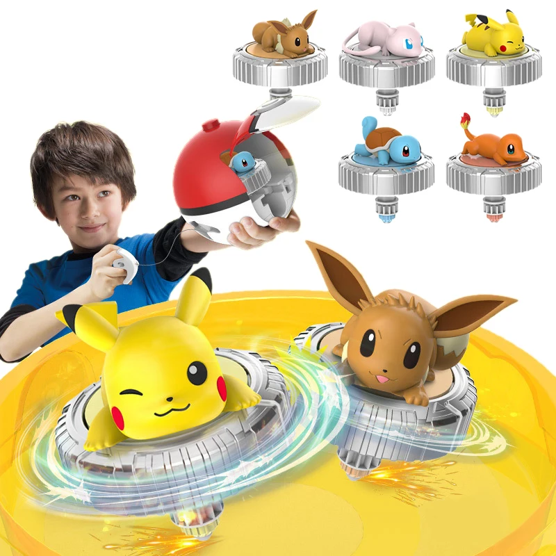 Pokemon Rotary Gyro Launcher Beyblade Burst Cartoon Pikachu Giroscopio Mew Eevee Metal Gyro Toys Regalo Di Natale Per Bambini Giocattolo
