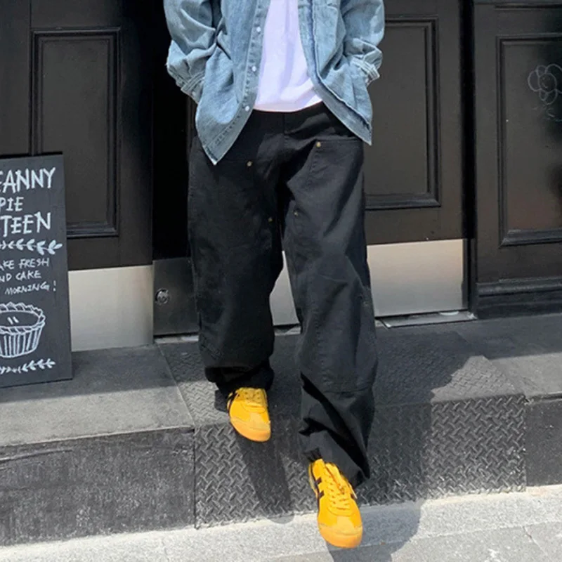 IEFB High Street Men Denim Pants Washed Casual Straight Bottom Wide Leg Loose Male Solid Color Jeans Autumn Fashion 2024 9C7810 4