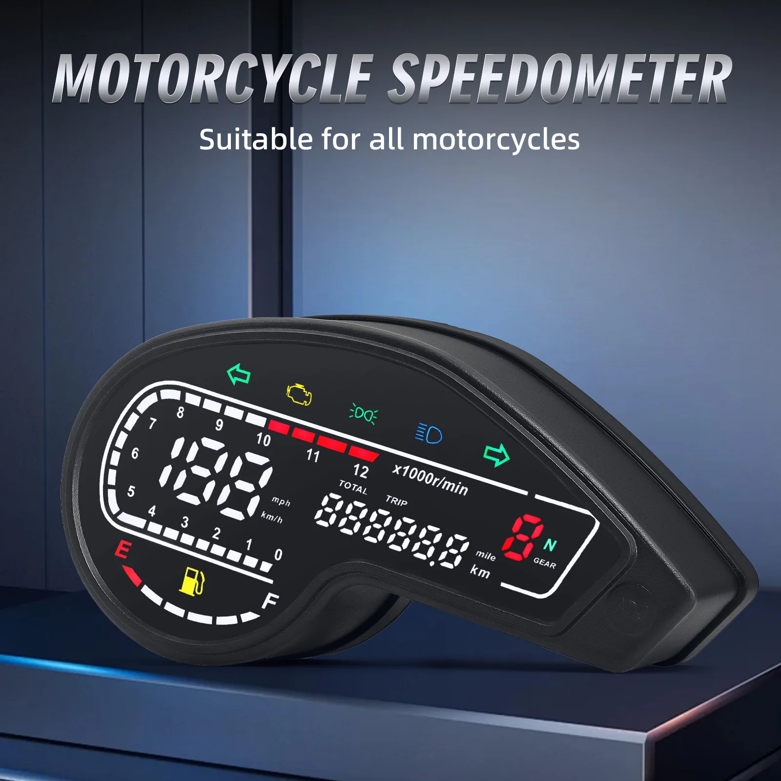 Universal Motorcycle Digital Speedometer LED Tachometer Dashboard Racer Instrument Panel with Turn Signal Light for Yamaha motorcycle speedometer