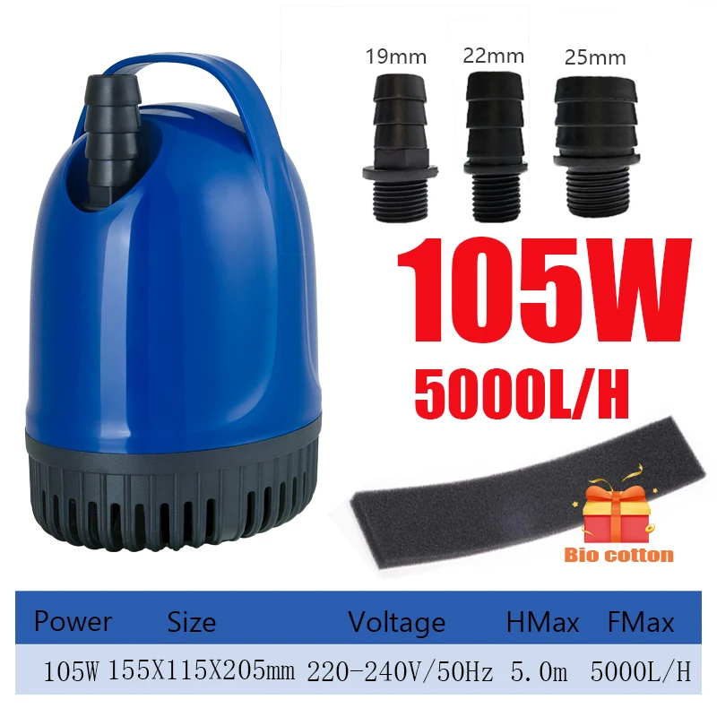 Aquarium Water Pump 18-105W for Fish Pond and Tank