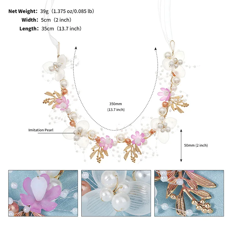 New Chinese Retro Bridal Hair Accessories Handmade Beaded Hair Braiding Flower Headband Headdresses For Girlfriend