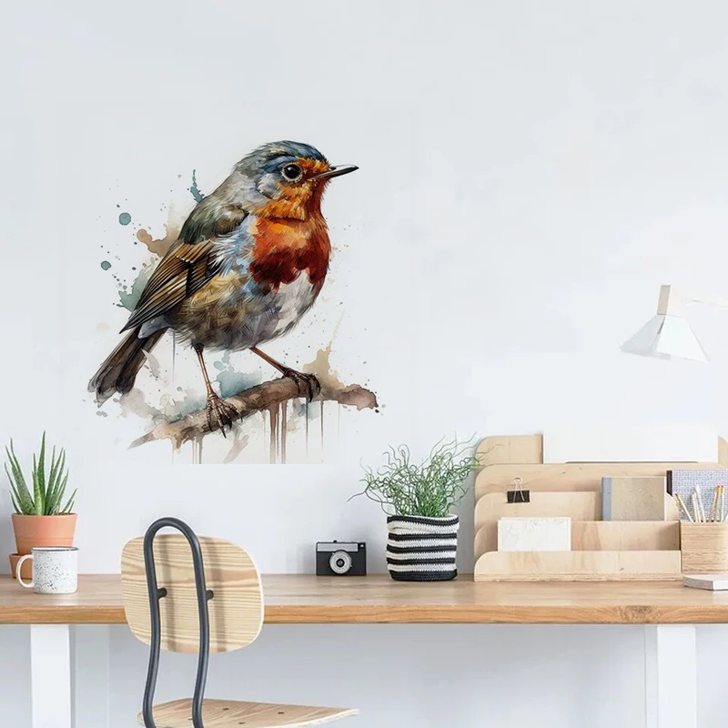 T768#Robin Bird Wall Sticker Kids Room Background Home Decoration Mural Living Room Wallpaper Funny Decal