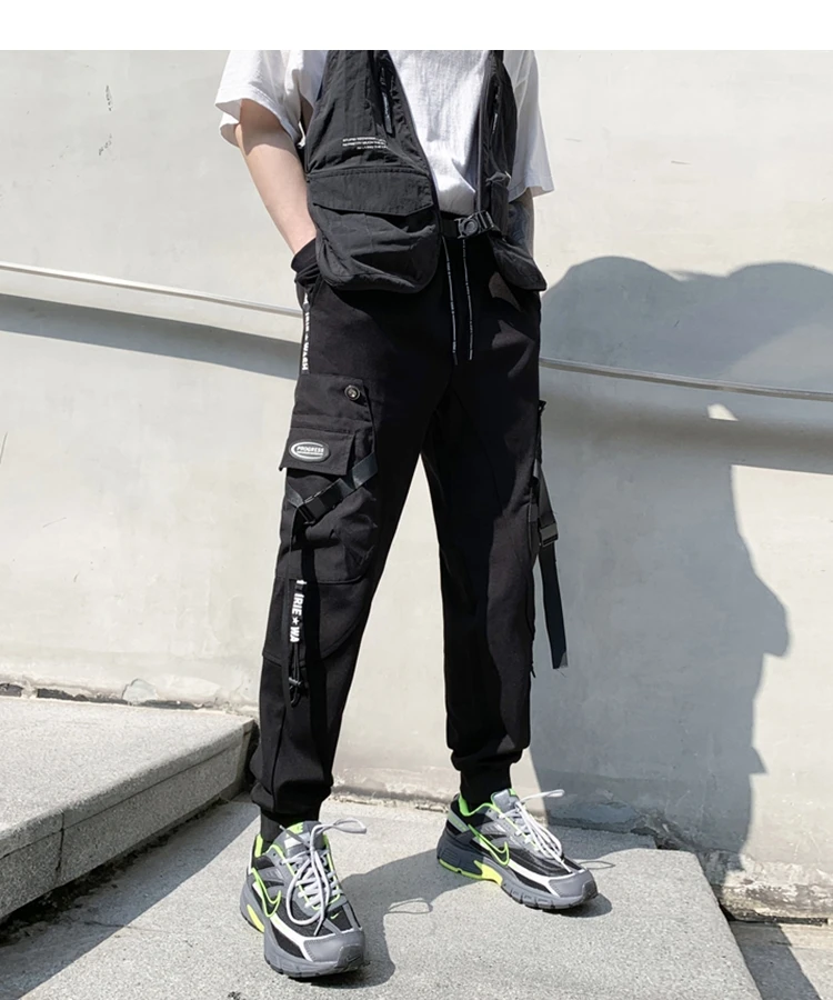 Description Picture 3 of itemMen's Casual Leggings Hip Hop Dark Country Night Show Ribbons 2022 Autumn New Male Streetwear Overalls Cargo Pants