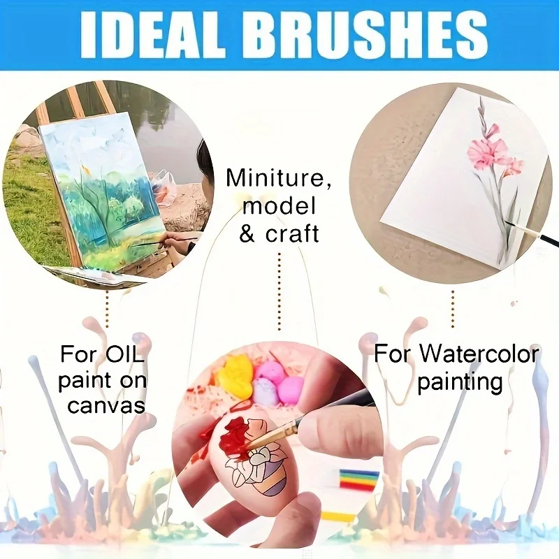 12pcs Professional Artist Painting Brush Oil Painting Watercolor Set For Oil, Acrylic, Canvas, Gouache,Includes Fine Detail Pain 4