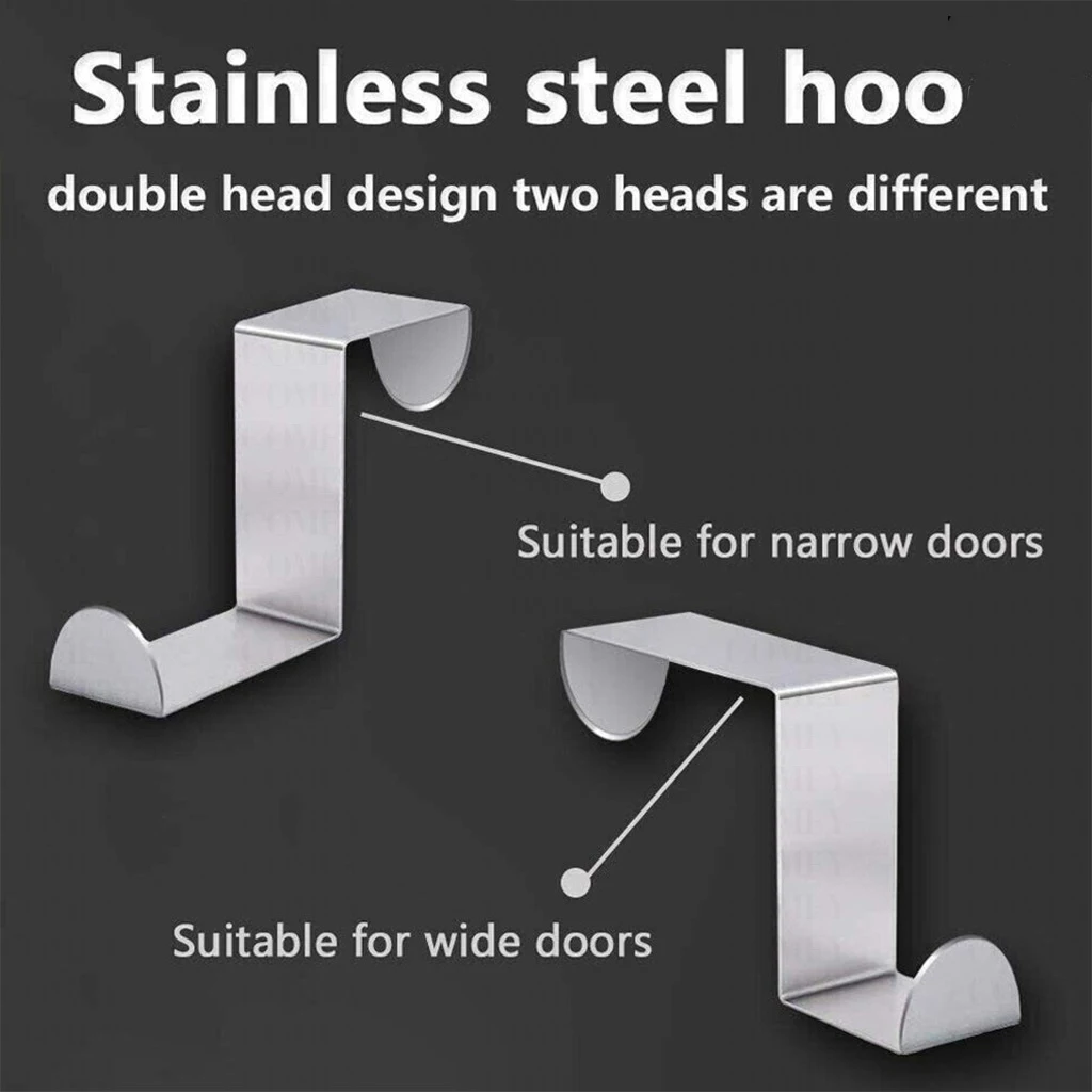 Storage Hook Door Hook 6Pcs Drawer Hook Stainless Steel Reversible Over Door Cabinet Cupboard Door Towel Hanger Holder Hook Rack Office Kitchen Coat
