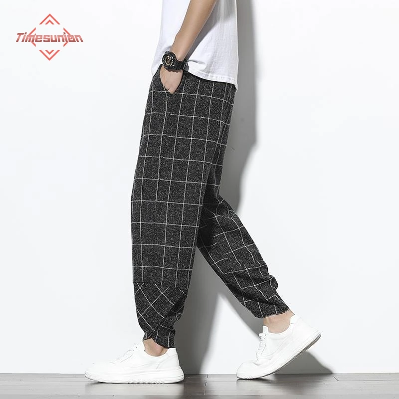 Pants Men jogginhose herren gym Hosen Herren Frühling und Sommer trend ige lose Harlan Hosen chinesischen Stil Retro Plaid Freizeit hose