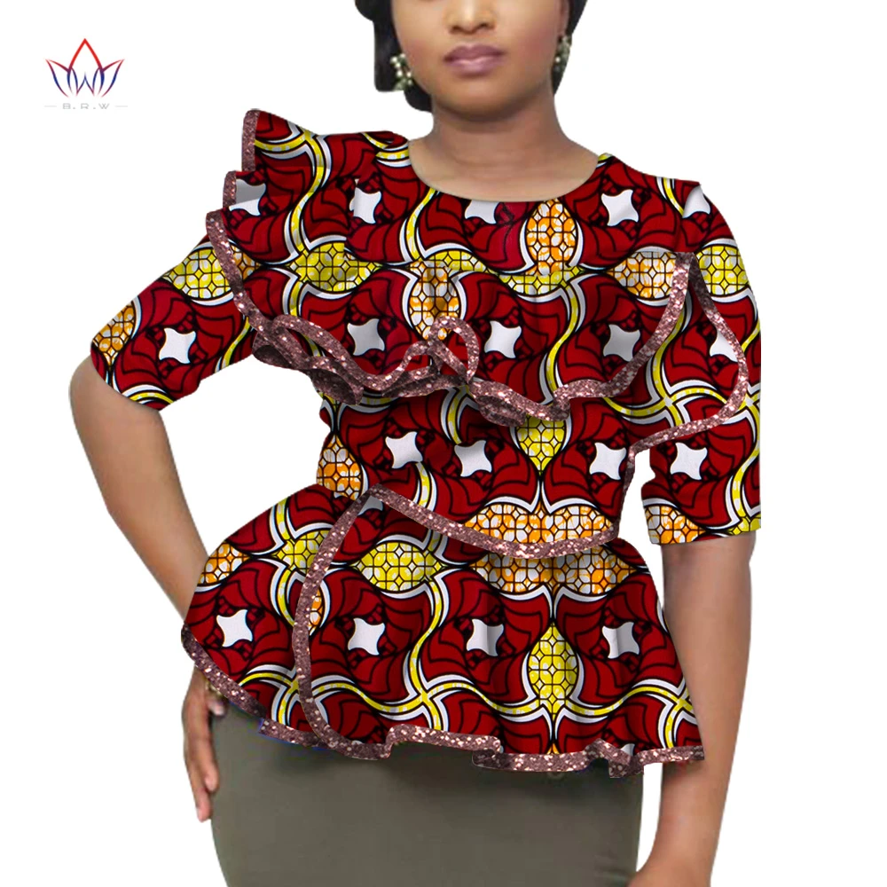 Bintarealwax camisas sin tirantes Dashiki para mujer, Tops con dobladillo abombado de flores, camiseta para mujer, ropa Africana africana| - AliExpress
