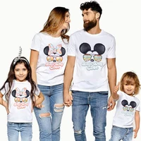 Best Day Ever Print Funny Family Matching T-shirt Minnie Mickey Mouse Shirt White Father Mother and Kids Disney Tees Tops 1