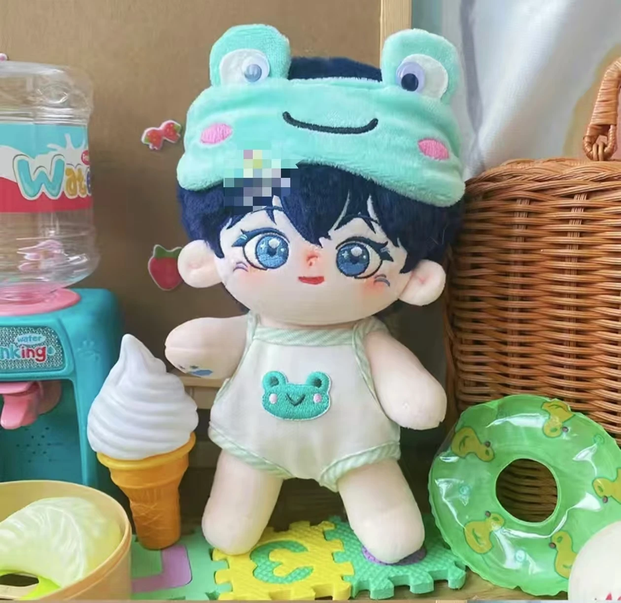 10cm Cotton Doll Clothes Lovely Little Green Frog Set Vest Jumpsuit Climbing Suit Hat Backpack DIY Doll Clothes Accessories