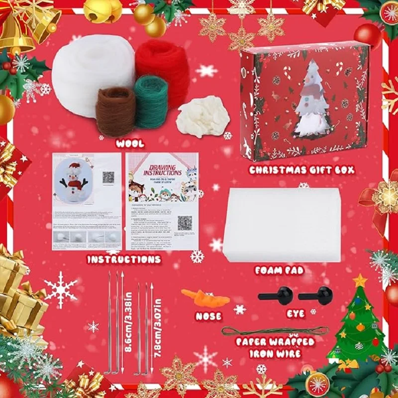 Cute Beginners Wool Felting Supplies with Instructions Starter Kit with Needle Felting Set for Christmas Children's Day