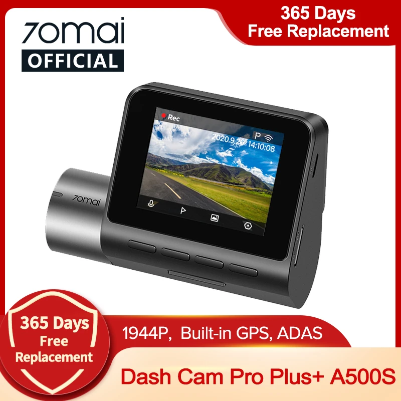 yi smart dash camera 70mai Dash Cam Pro Plus A500S GPS 70mai PLUS+ Car DVR 1944P Speed Coordinates ADAS 24H Parking Support Rear Cam yi smart dash camera