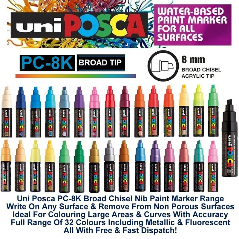 PC-8K UNI POSCA Marker Pen Thick 8mm POP Advertising Poster Graffiti Note  Pen Painting Hand-painted New