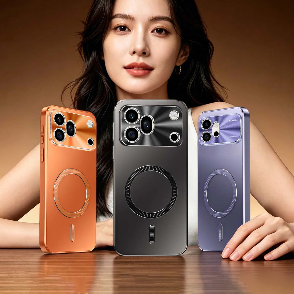Magnetic Shockproof Case with Alloy Metal Lens and Matte Finish