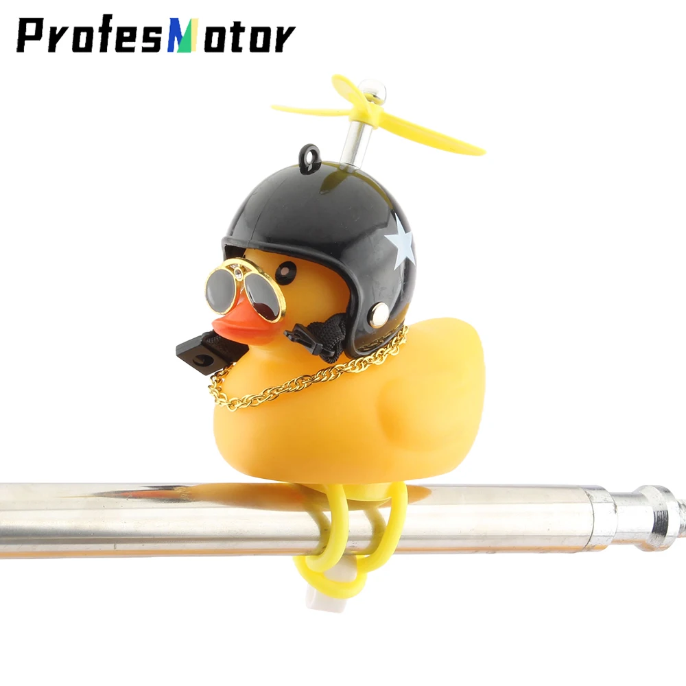 

Driving Pleasure Small Yellow Duck Motorcycle Ornamental Car Bicycle Universal Cute Helmet with Propeller Broken Wind Motocross