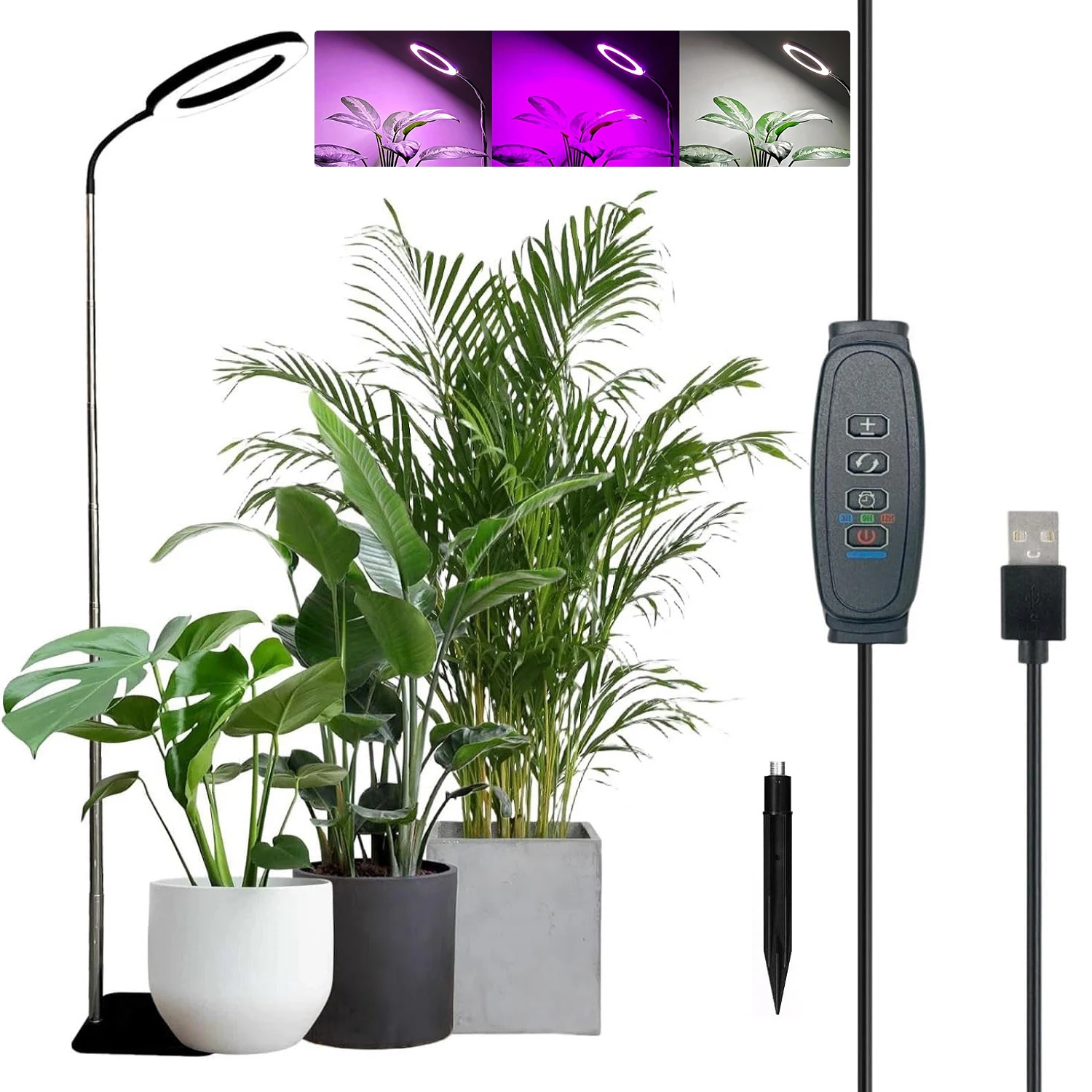 Full Spectrum 72 LEDs Grow Light for Indoor Plants Dimmable 3 Modes Timer Height Adjustable Gooseneck Halo Plant Grow Floor Lamp led grow light,grow light