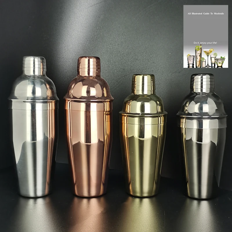 Black/Rose Gold 550/750ml Cocktail Shaker Martini Stainless Steel Mixer Bartender Tools Strainer Bar Shakers Recipe