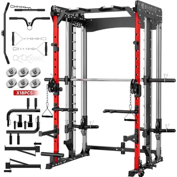 All-in-One Smith Machine Power Rack with Cable Crossover Squat Rack LAT Pulldown And Pull-Up Bar Customized Home Gym Equipment 1