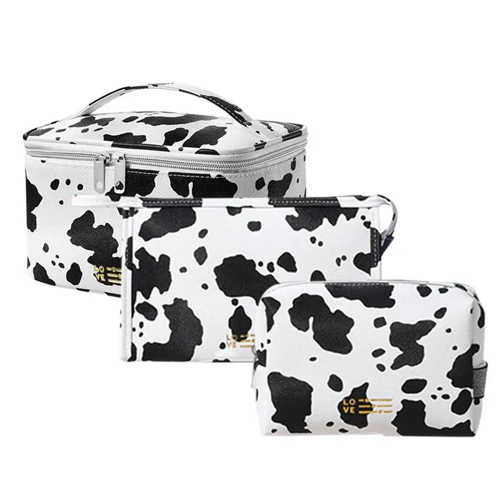 PU Cow Women Portable Cosmetic Bag Multifunction Waterproof Toiletries Organize Storage Handbag Female Travel Makeup Bags 3