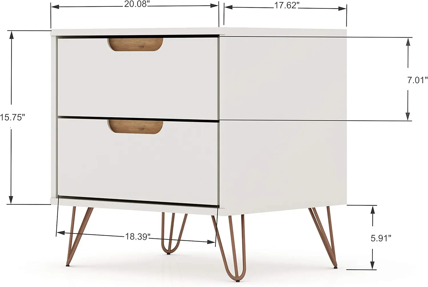 Rockefeller Mid-Century Modern 3 Drawer Bedroom Dresser with Nightstand Set of 2 Off White/Nature Durable construction