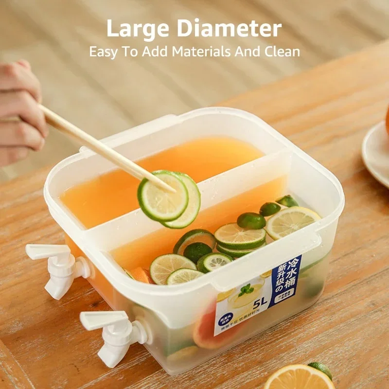 5L Plastic Filtering Faucet Water Kettle Practical High-capacity Fruit Tea Kettle Suitable Household Drink Water Water Bottle