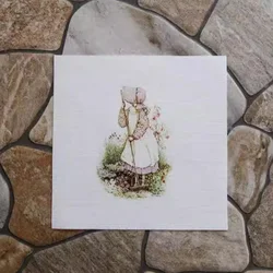 Hand - Dyed Canvas Cotton Linen Quilt Fabric - Western Vintage Rural Design - 15x15cm (2)