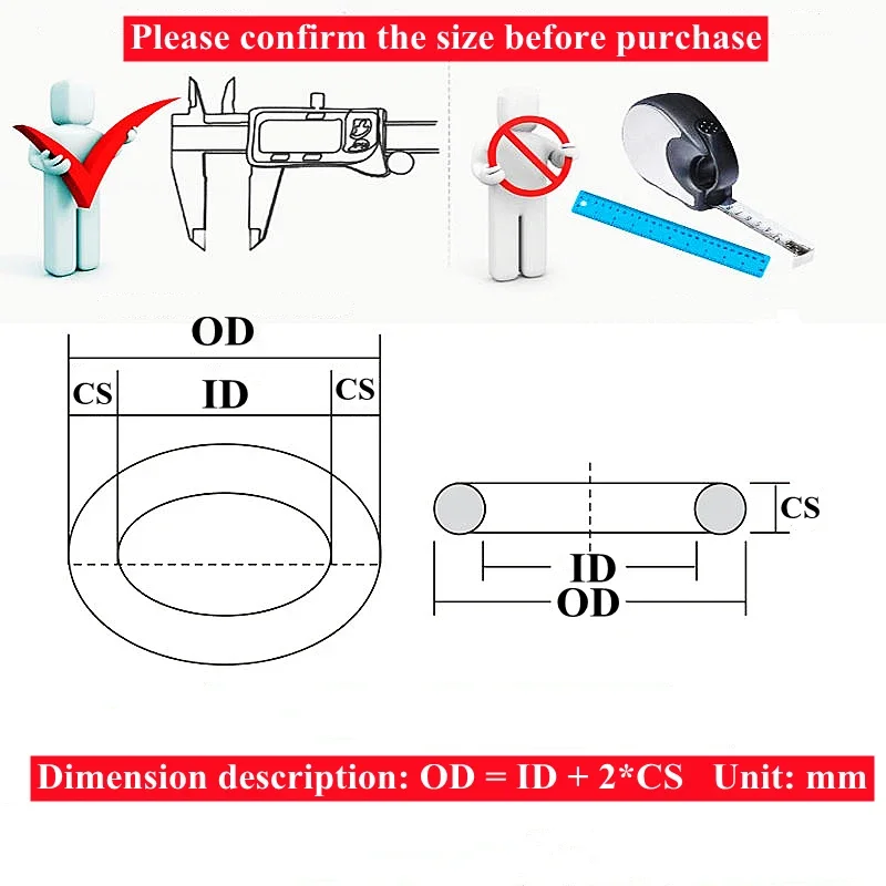 Description Picture 2 of itemCS 2.4mm O-ring Rubber Gaskets Seal Ring Set Nitrile Rubber High Pressure O-Rings NBR Sealing Elastic Band O Rubber Kit