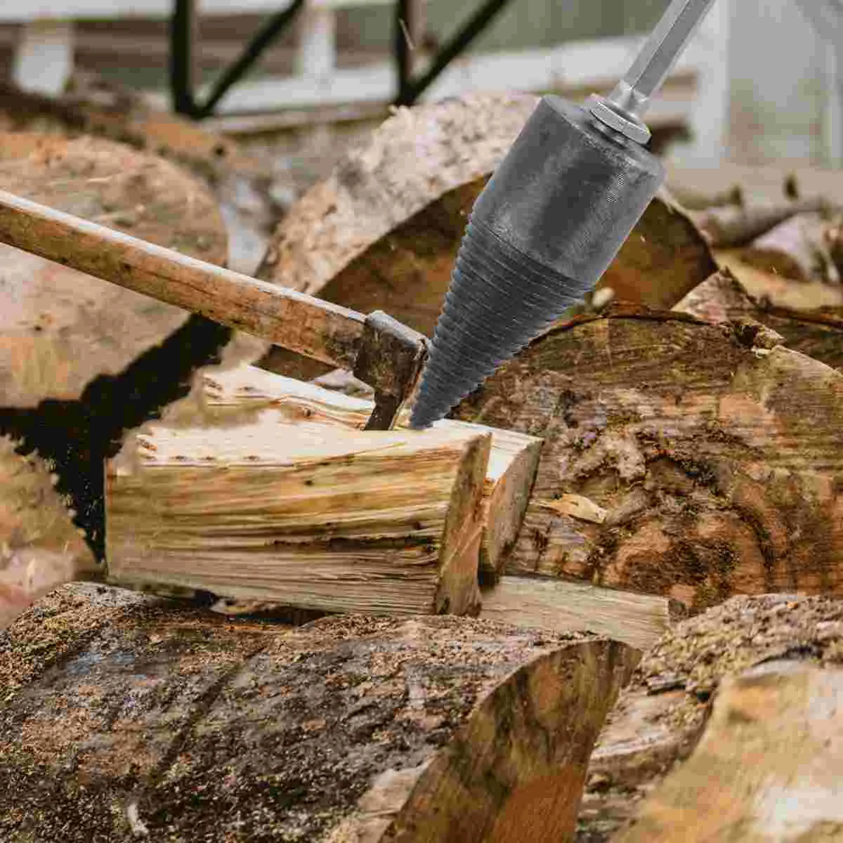 32mm Hexagonal Handle Chopping Wood Drill Firewood Drill Bit Chop Wood Splitting Tool Size S (8mm Hex Handle)