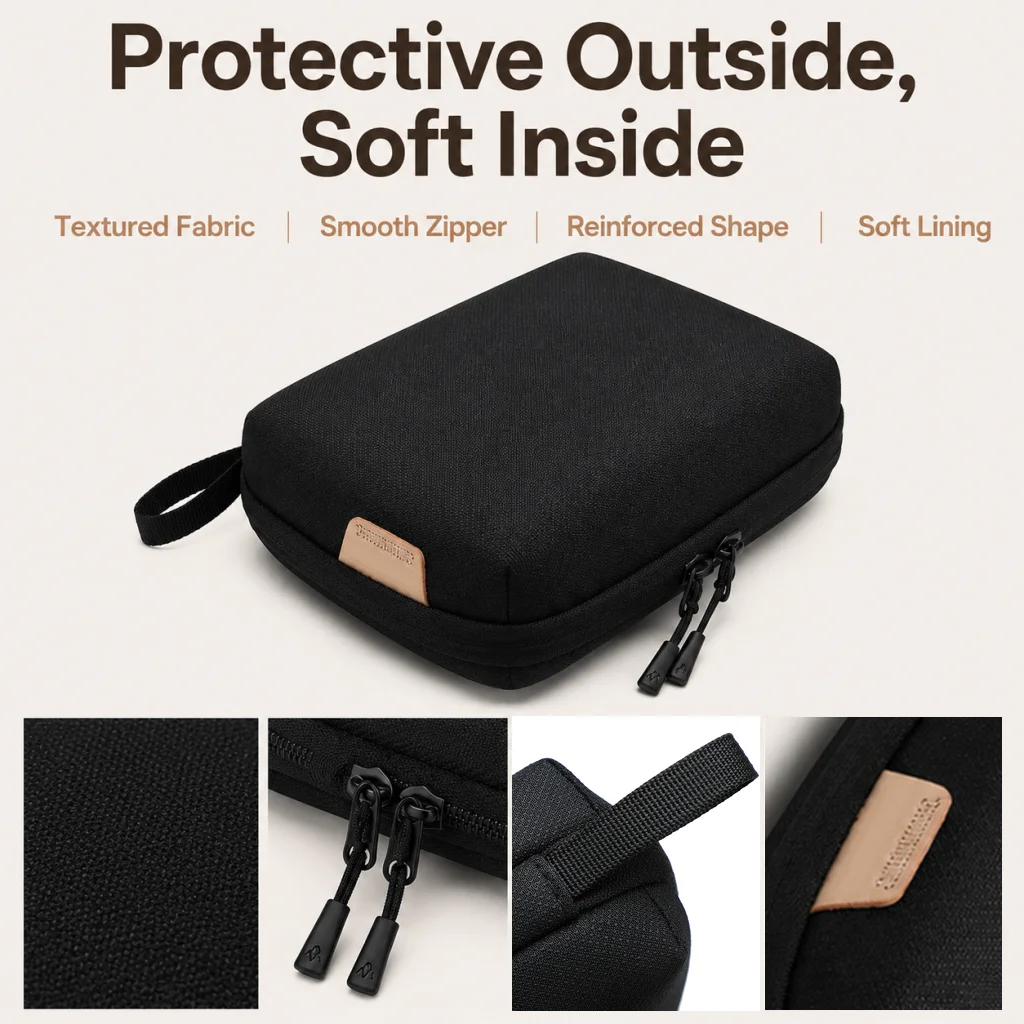 Compact Multi-Compartment Travel Electronics Organizer Bag