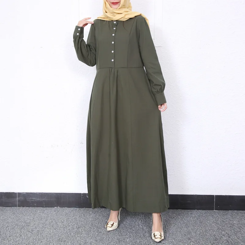 عبايات ريترو غير رسمية جديدة لعام 2025 للنساء برقبة دائرية وأرجوحة كبيرة عباية إسلامية لرمضان في الشرق الأوسط