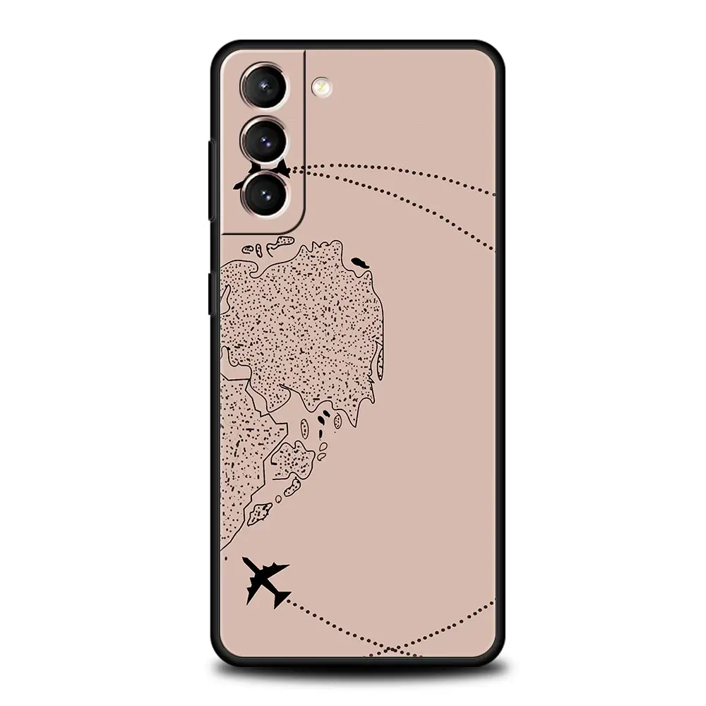 Stylish World Map Travel-Themed Soft Black Phone Case