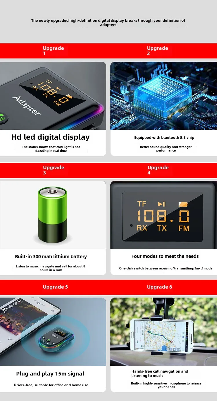Car Receive/transmit Adapter Bluetooth Aux Transmisor Bluetooth Aux Адаптер Стерео Mp3 Player receiver ldac 자동차 블루투스 리시버