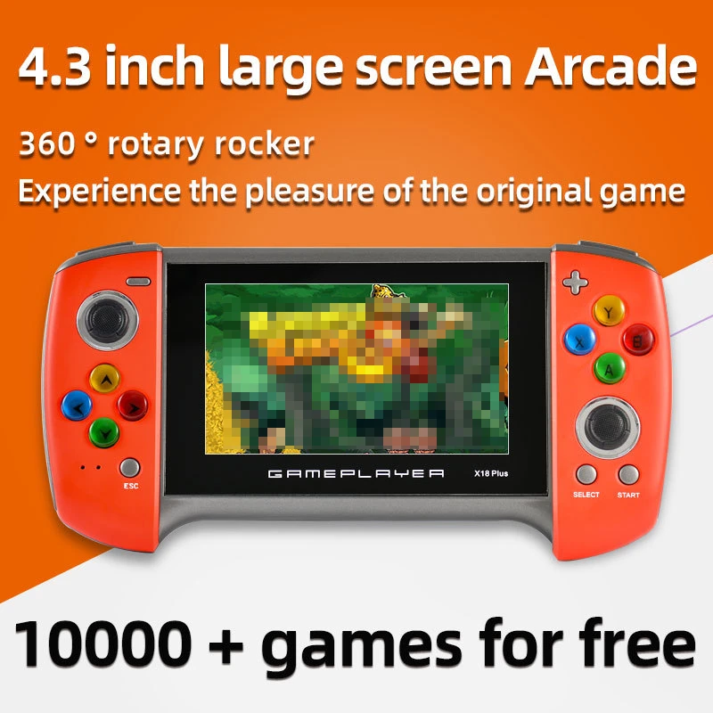 Hot Hand-held Game Player Nostalgic Retro Game Console 4.3 Inch  Screen X18 Plus  for Children  Gift 360 Rocker 10000+ Games