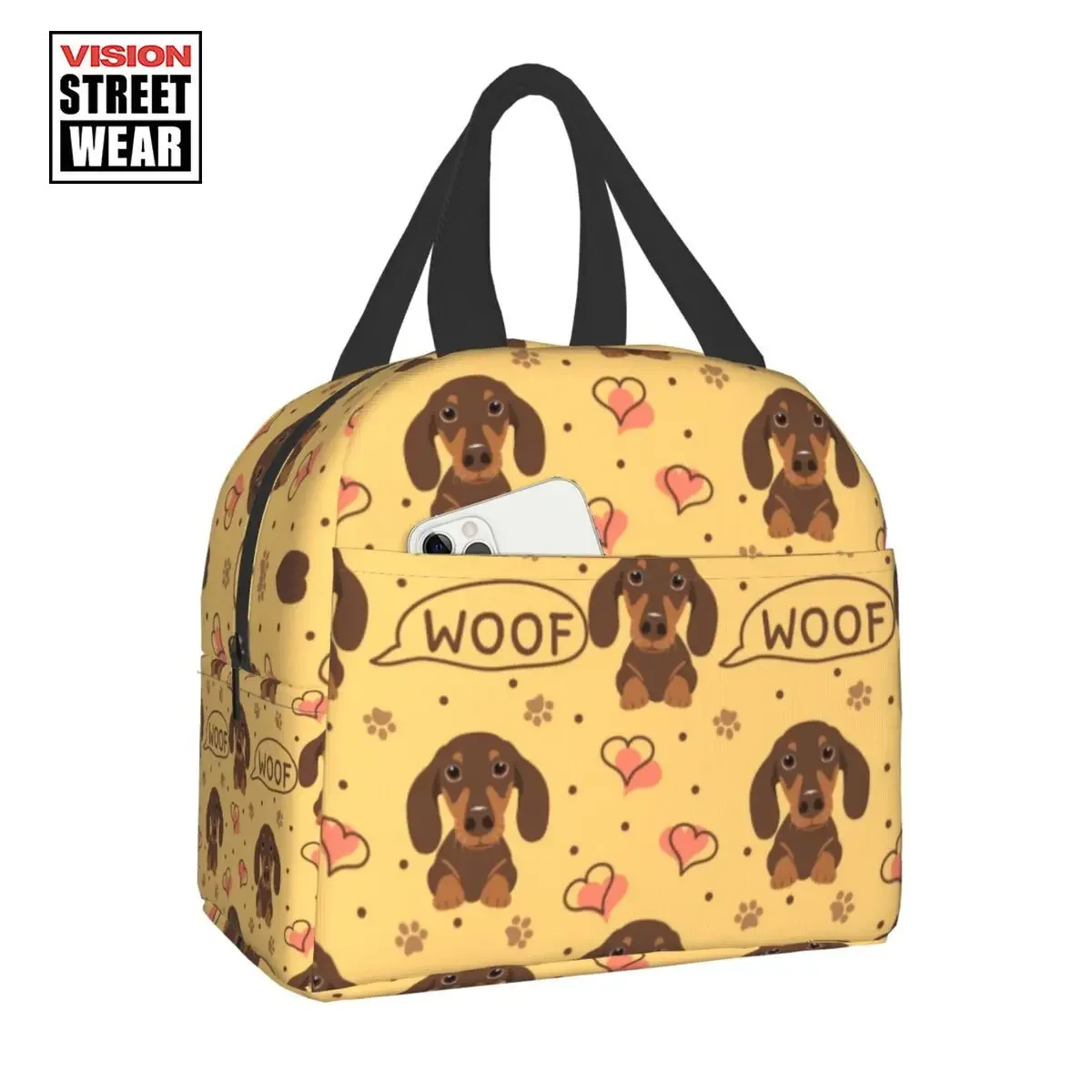 

2023 Love Woof теплоизолированная сумка для ланча с собакой-таксой для школы, офиса, барсука, собаки, термоохлаждающий Ланч-бокс для женщин и мужчин